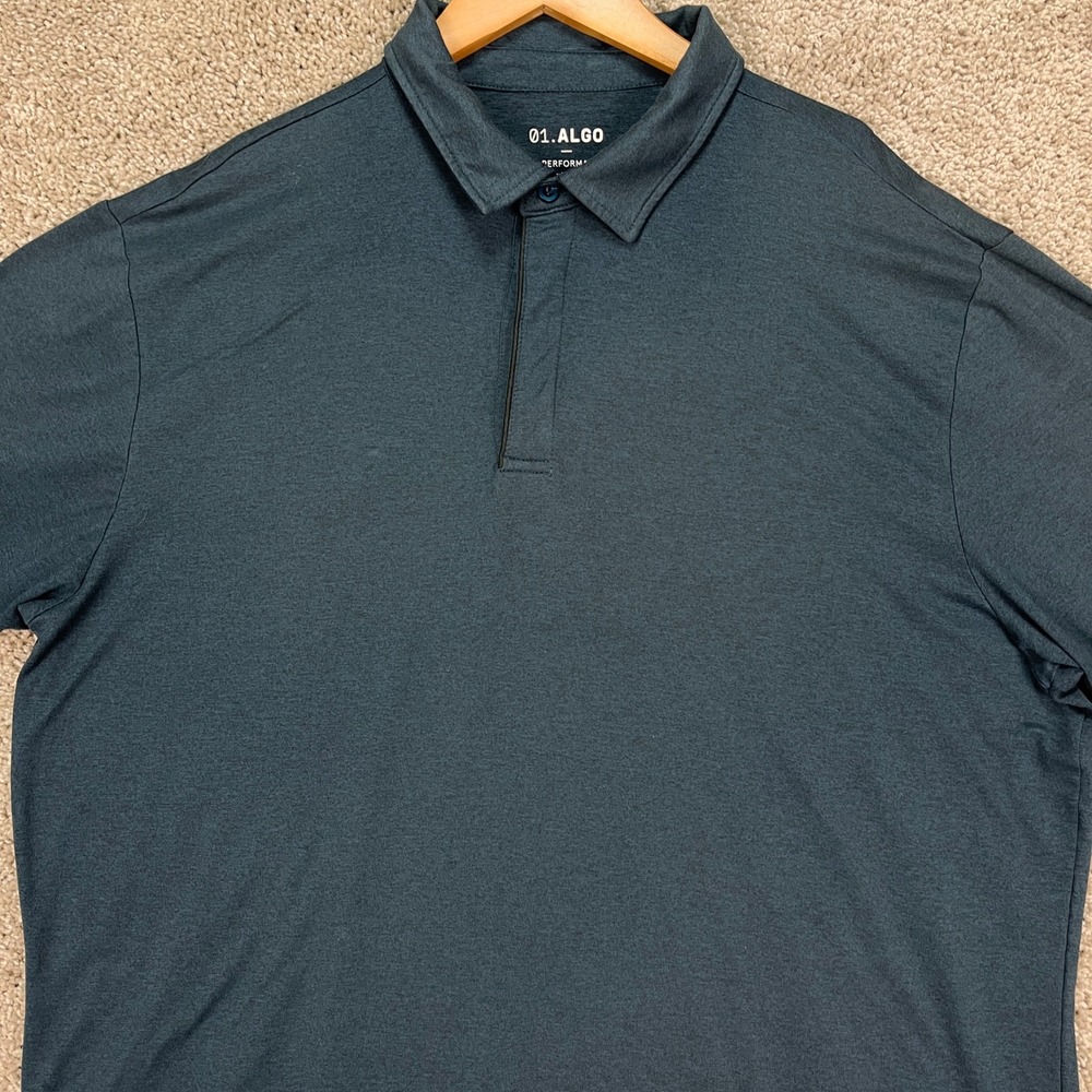 01.ALGO Performance Polo Shirt Mens XL Dark Blue‎ Short Sleeve Golf